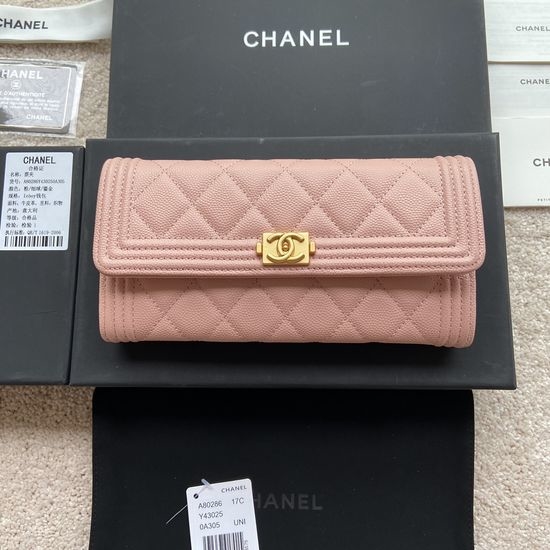 Chanel Wallet Pink Grainy Leather A80286