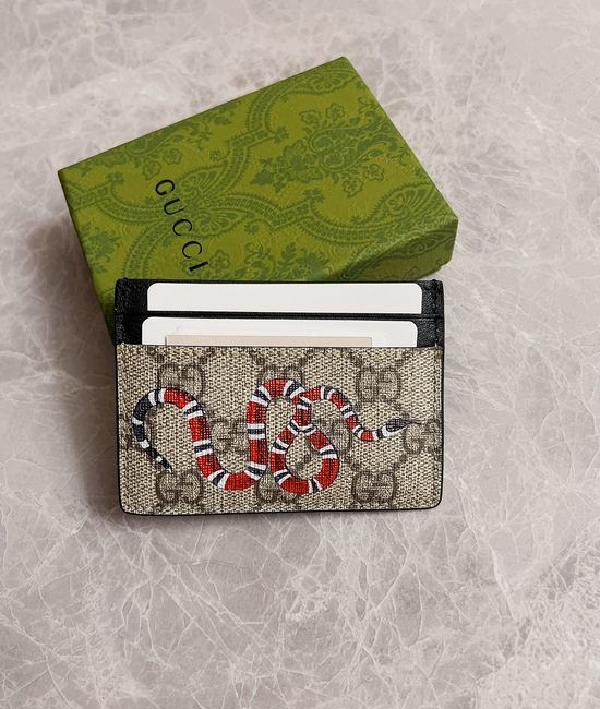 Gucci Card Holder Printed Striped Snake Pattern 451277