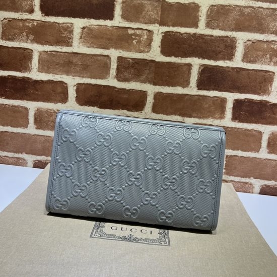 Gucci Gray Embossed Leather Clutch Bag 625568