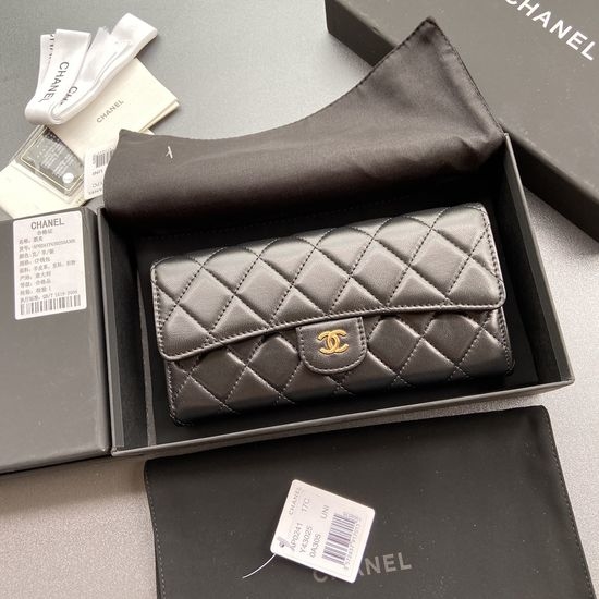 Chanel Lambskin Long Wallet with Back Pocket A0241