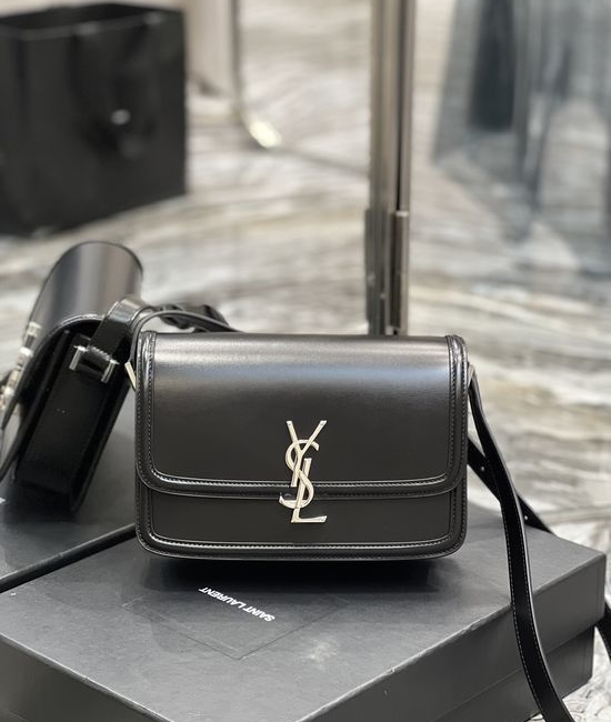 Yves Saint Laurent YSL Solferino Black Silver Buckle Bag 634305