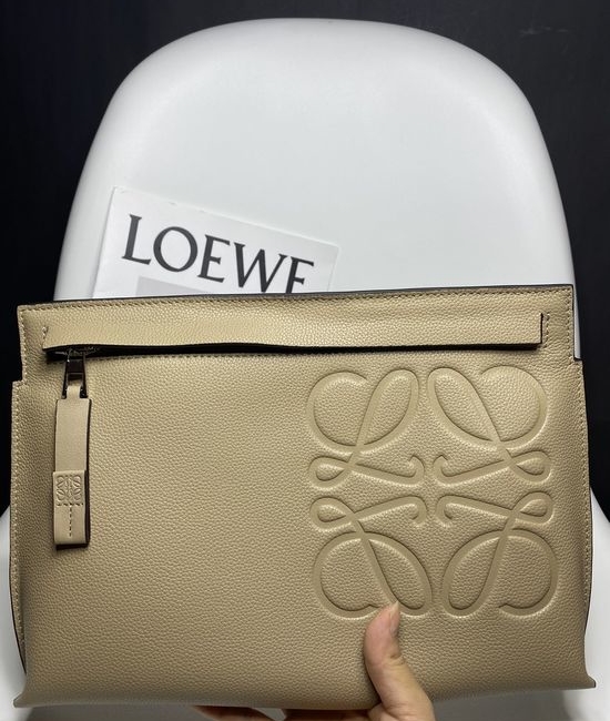 Loewe T Pouch Grained Calfskin Clutch 3040