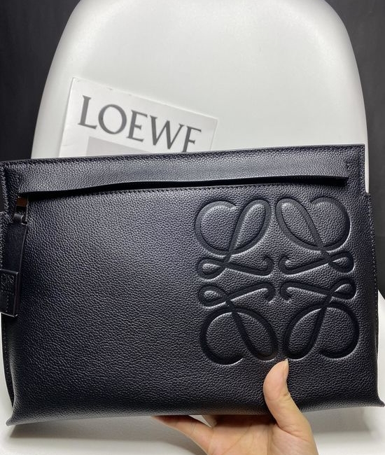 Loewe T Pouch Textured Calfskin Clutch 3040
