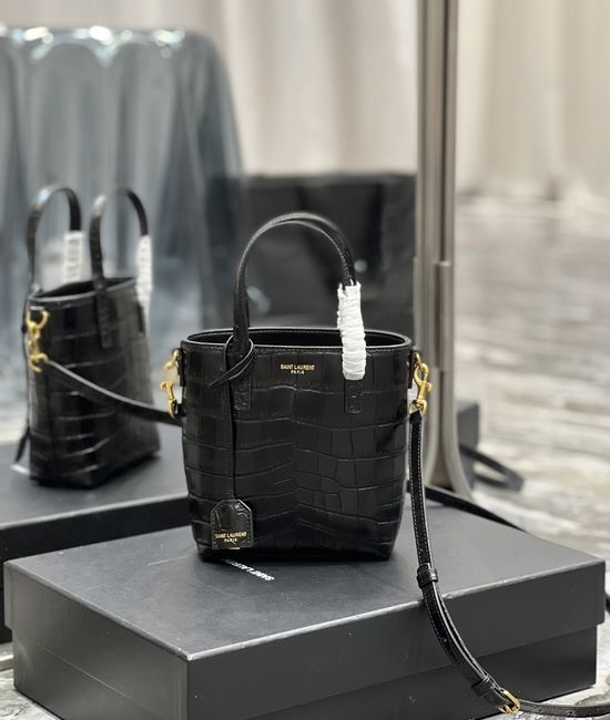 Yves Saint Laurent YSL Mini Tote Shopping Bag with Crocodile Texture 712367