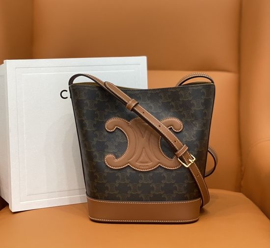 Celine Cuir Triomphe Canvas Bucket Bag 198243