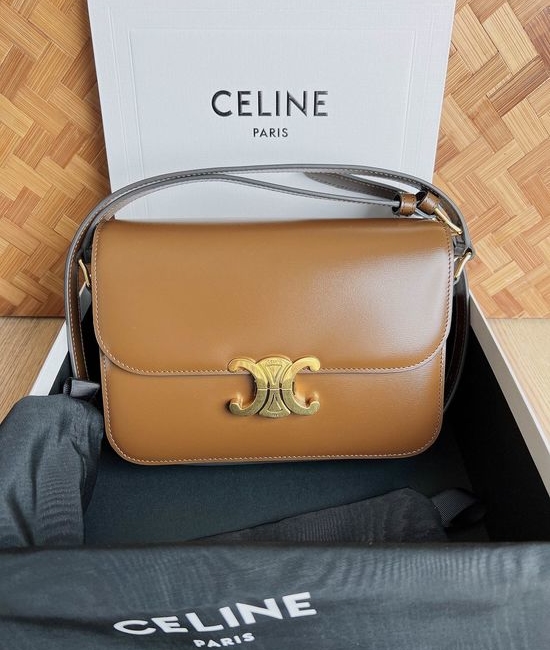 Celine Triomphe Classic Leather Shoulder Bag 187366