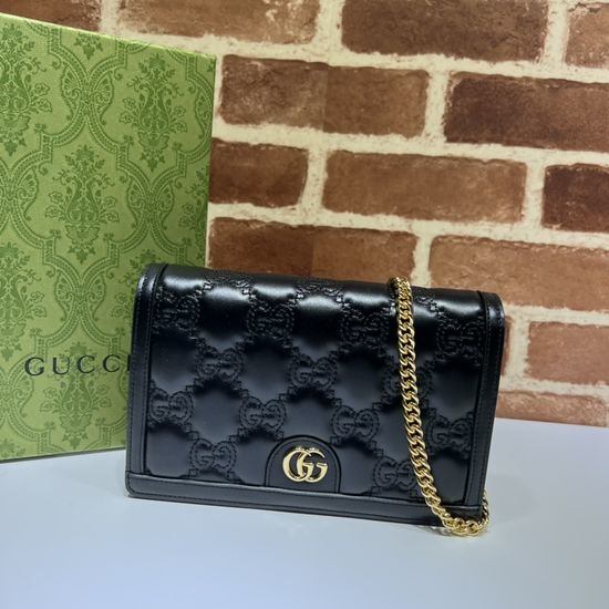Gucci Embroidered G Leather Chain Bag 723787