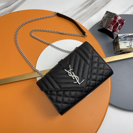Yves Saint Laurent Quilted Grain Leather Envelope Bag 526286.Zx
