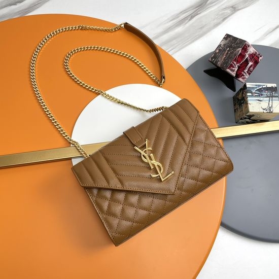 Yves Saint Laurent YSL Quilted Grain Leather Envelope Bag 526286.Zx
