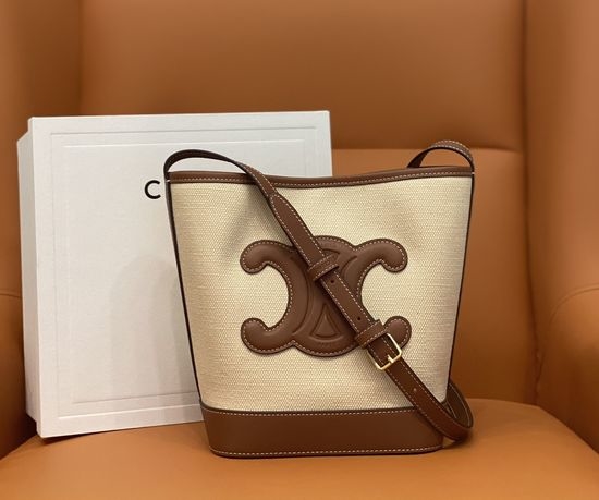 Celine Cuir Triomphe Canvas Bucket Bag 198243