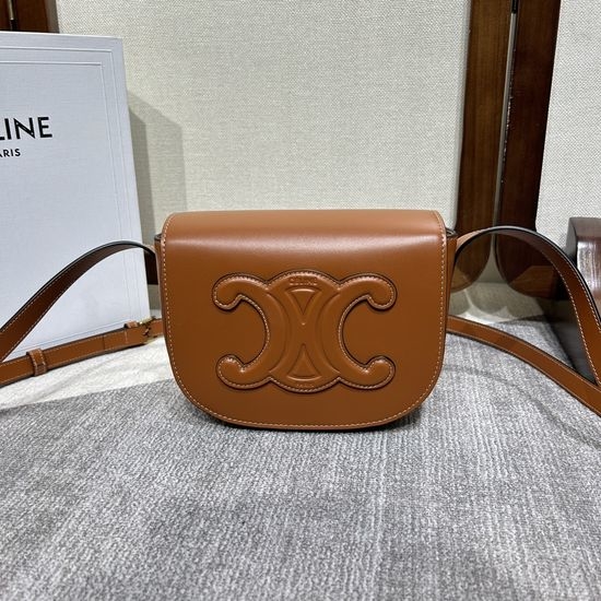 Celine Cuir Triomphe Folco Leather Satchel Bag 198263#