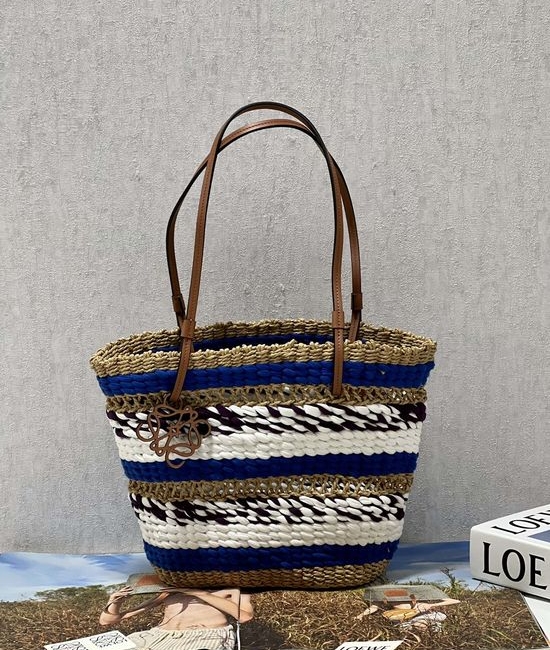 Loewe Basket Tote Blue Woven Handbag 7141