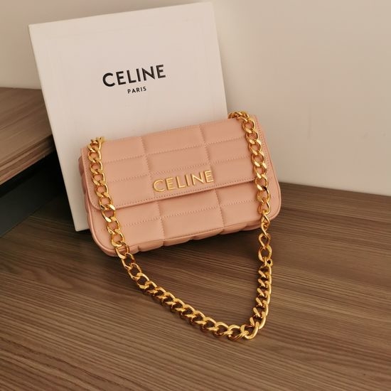 Celine Lambskin Chain Shoulder Bag 111273 Nude