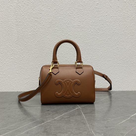 Celine Triomphe Small Boston Bag in Leather and Fabric 12253