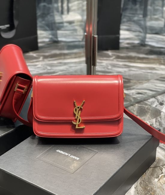 Yves Saint Laurent YSL Solferino Bright Red Gold Buckle Bag 634305