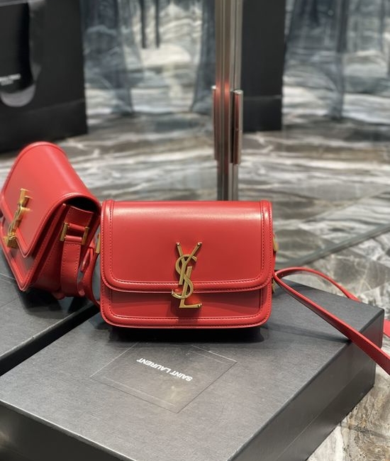 Yves Saint Laurent YSL Solferino Bright Red Gold Buckle Bag 634306