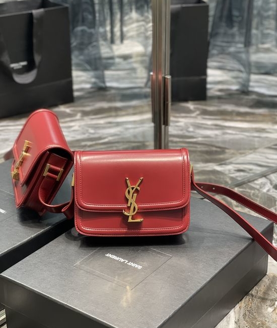 Yves Saint Laurent YSL Solferino Burgundy Gold Buckle Bag 634306