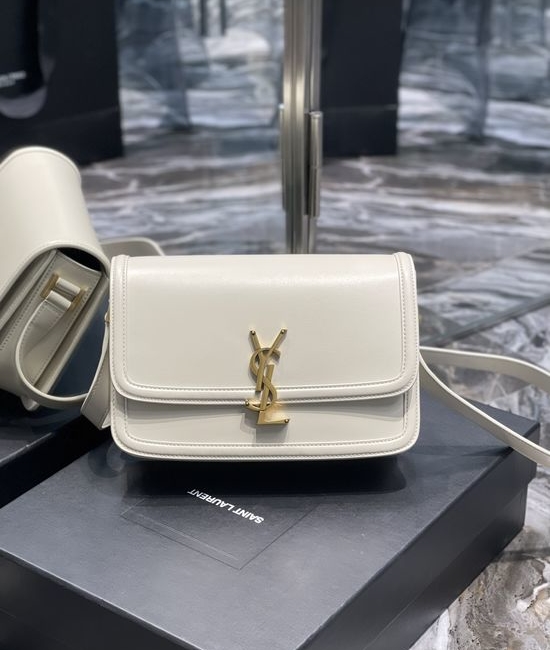 Yves Saint Laurent YSL Solferino White Gold Buckle Bag 634305