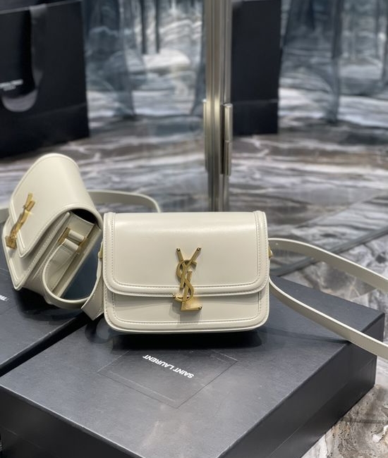 Yves Saint Laurent YSL Solferino White Gold Buckle Bag 634306