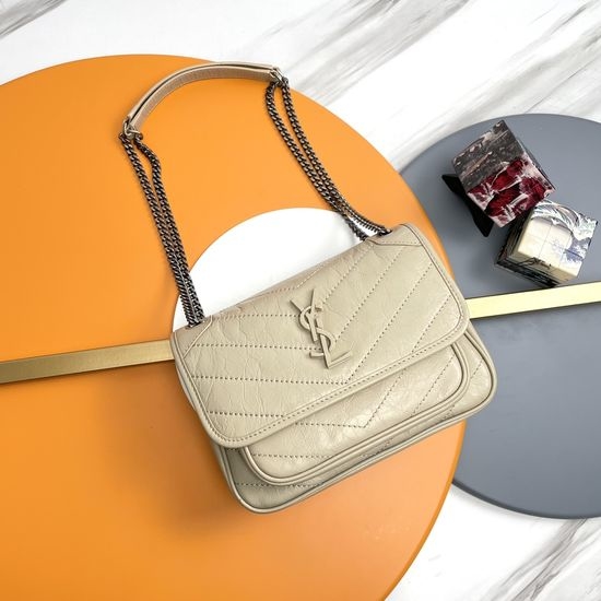 Yves Saint Laurent YSL Niki Crinkled Leather Handbag 533037