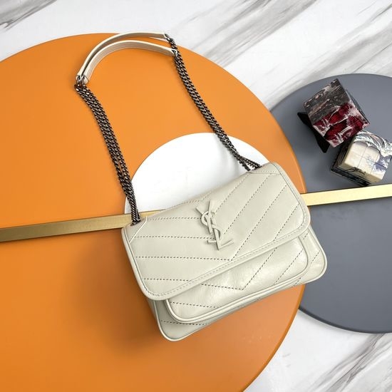 Yves Saint Laurent YSL Niki Crinkled Leather Handbag 533037