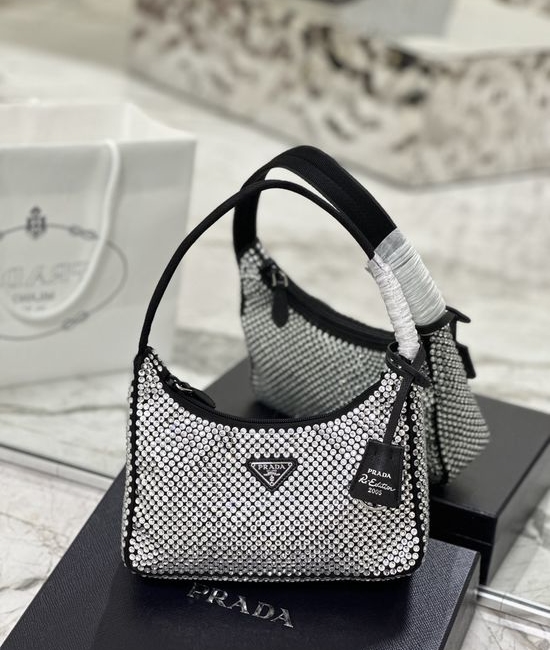 Prada Hobo Crystal Embellished Shoulder Bag 1NE515