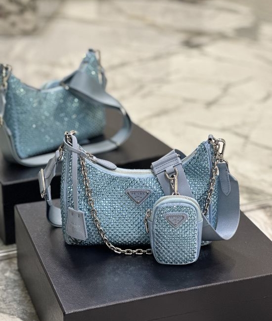 Prada Crystal Embellished Three-in-one Shoulder Bag 1BH204