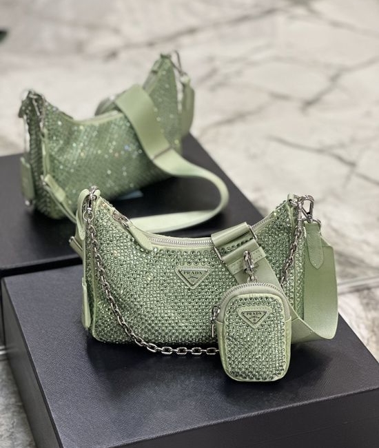Prada Crystal Embellished Three-in-one Shoulder Bag 1BH204