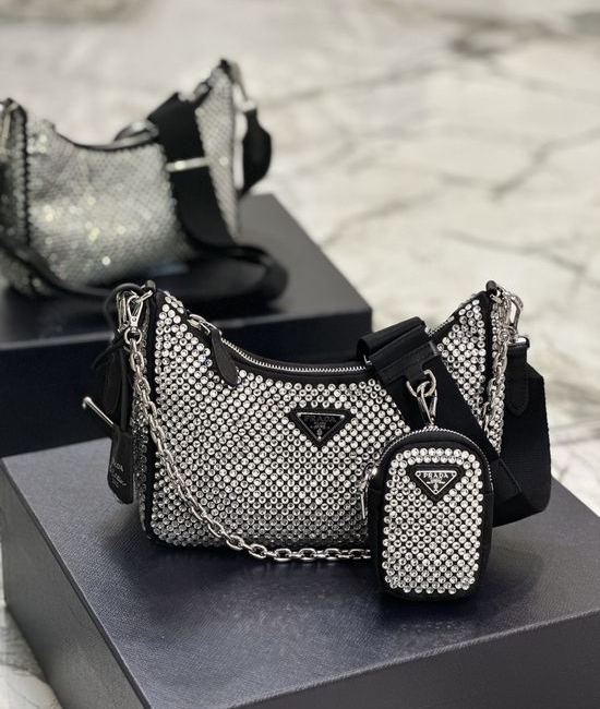 Prada Crystal Embellished 3-in-1 Crossbody Bag 1BH204
