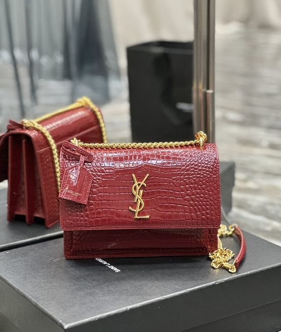 Yves Saint Laurent YSL Sunset Crocodile Embossed Leather Bag 422906