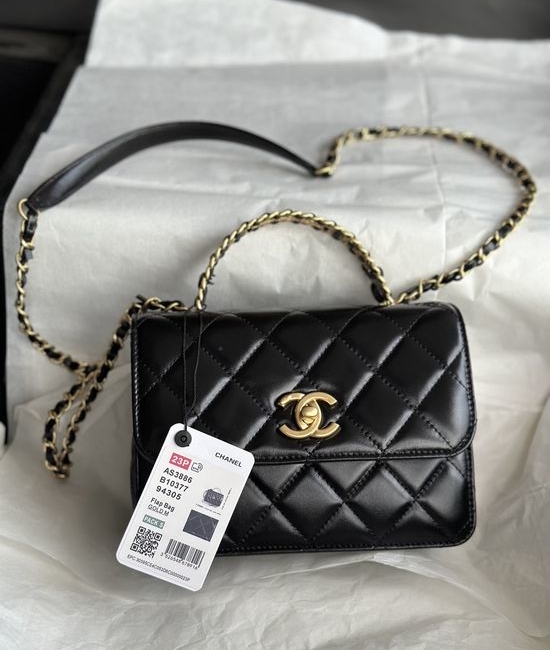 Chanel Classic Handle Bag Black Elegance AS3886
