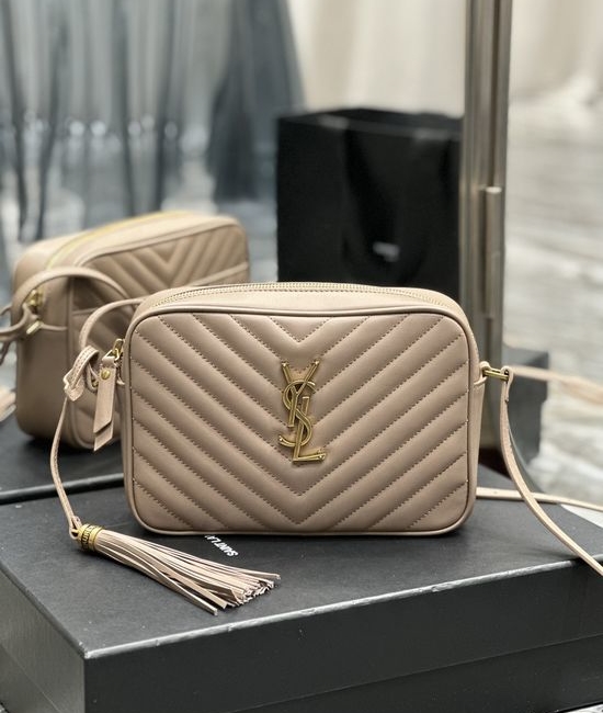 Yves Saint Laurent YSL Lou Camera Bag Nude Gold Hardware 520534-1
