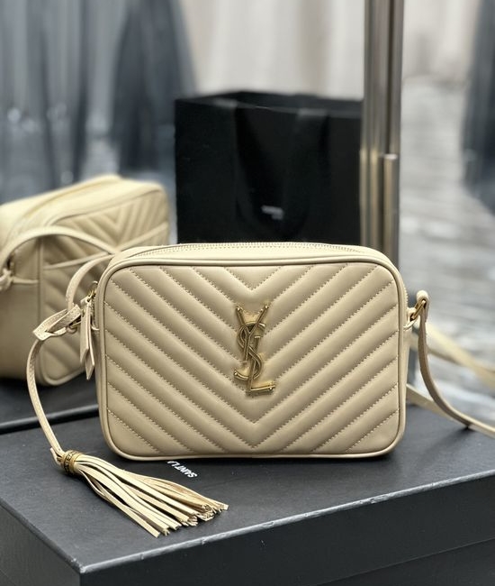 Yves Saint Laurent YSL Lou Camera Bag Beige Gold Hardware 520534-1