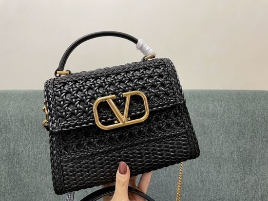 Valentino VSLING Woven Leather Satchel 0530