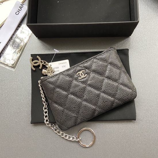 Chanel Wallet Grained Calfskin Silver Hardware A50168