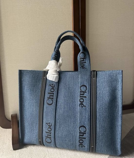 Chloe Woody Large Denim Tote Bag 6077