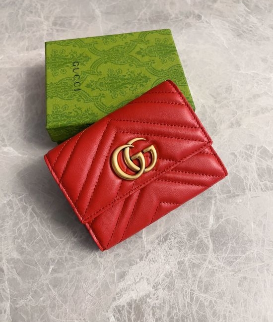 Gucci Short Bifold Embossed Leather Wallet 474802