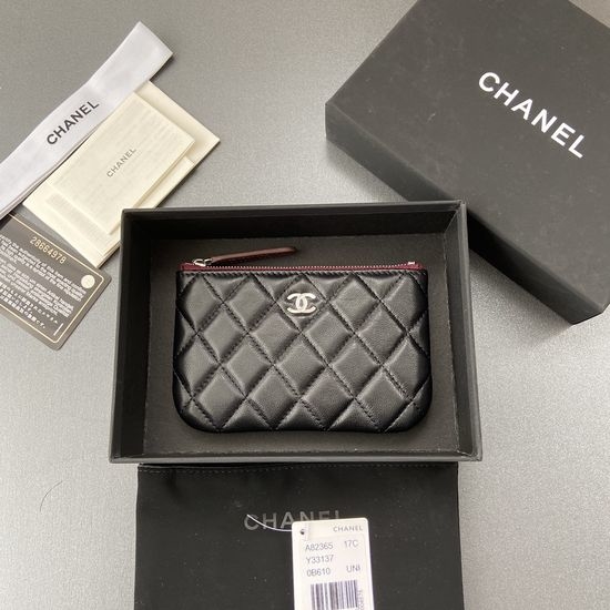 Chanel Wallet Lambskin Silver Logo A82365