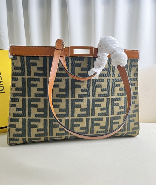 Fendi Peekaboo X-Tote Green Canvas Tote Bag 1819
