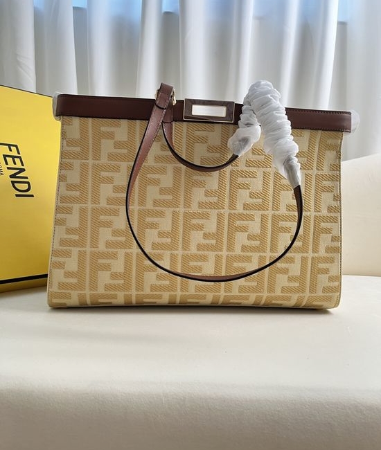 Fendi Peekaboo X-Tote Embroidered Canvas Tote Bag 1819