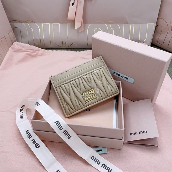 Miu Miu Matelasse Leather Pocket Wallet with Miu Logo 5MC076