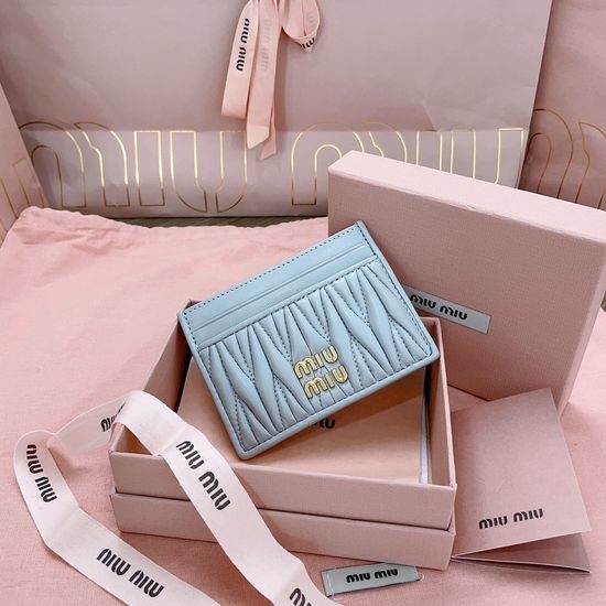 Miu Miu Genuine Leather Card Holder with Matelasse Design 5MC076