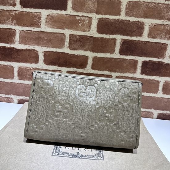 Gucci Tote Bag Gray Litchi Embossed 739490