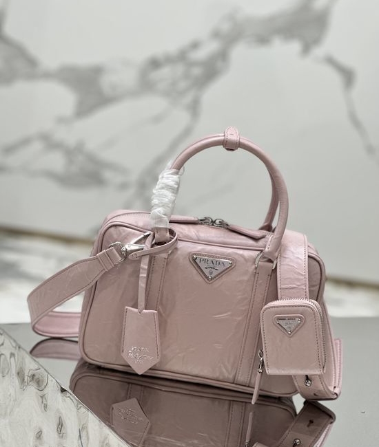Prada Ruched Lambskin Handbag 1BB092