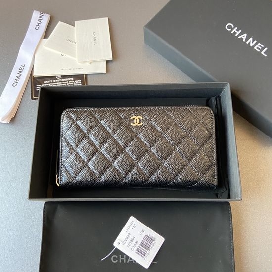 Chanel Wallet Caviar Silver Hardware AP0242