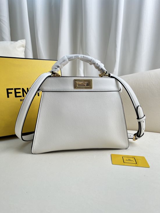 Fendi Peekaboo ISeeU White Medium Leather Bag 0229