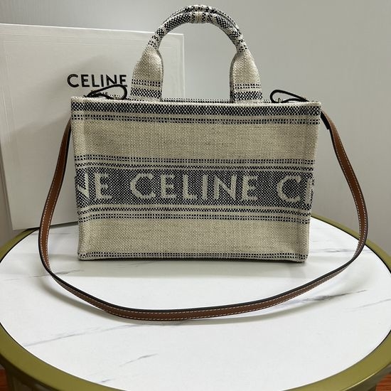 Celine Fabric Tote Bag 199162 Linen Jacquard