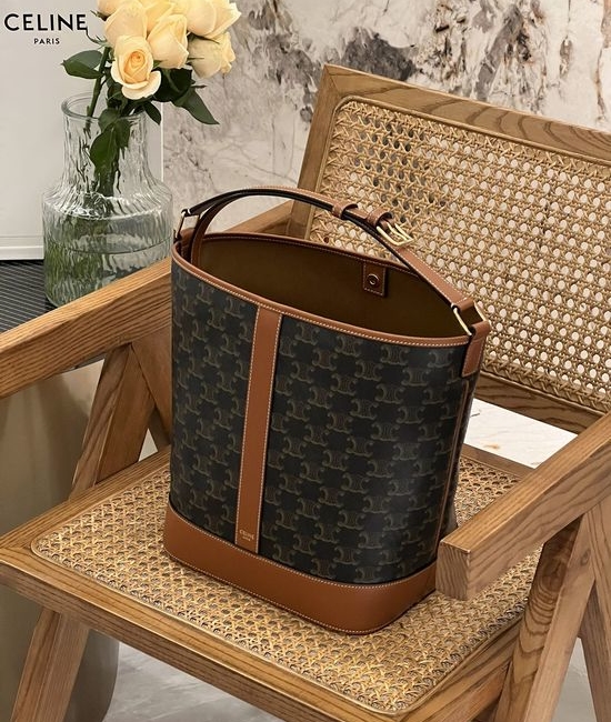 Celine Medium Bucket Bag with Triomphe Pattern 191132