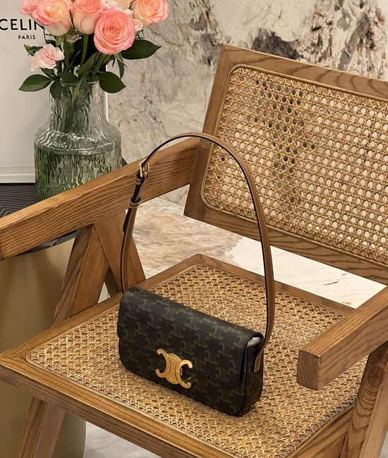 Celine Triomphe Leather Shoulder Bag 194142