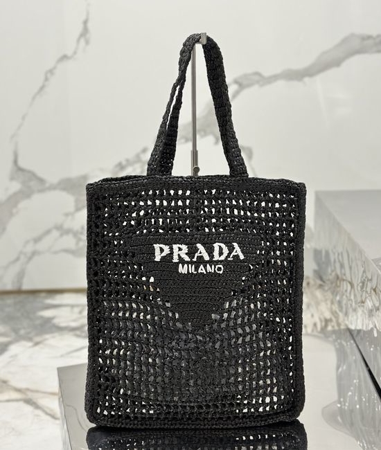Prada Raffia Woven Structured Tote Bag 1BG393